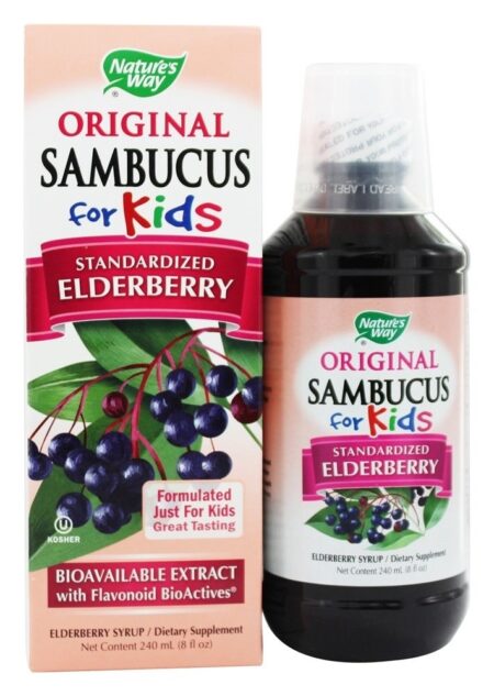 Sambucus para crianças Bio-Certified sabugueiro, Echinacea & xarope de própolis com sabor de baga - 8 fl. oz. Nature's Way