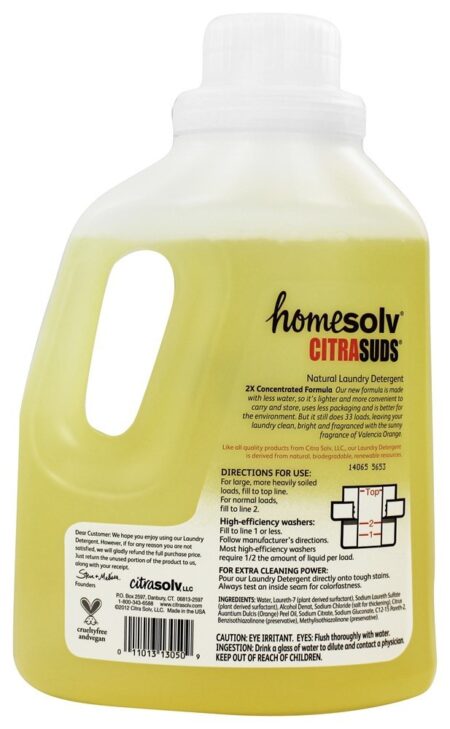 Casa Solv Citrasud 2x Concentrar Líquido Lavanderia Detergente 35-50 Cargas Valencia Laranja - 50 fl. oz. Citra Solv - Image 2