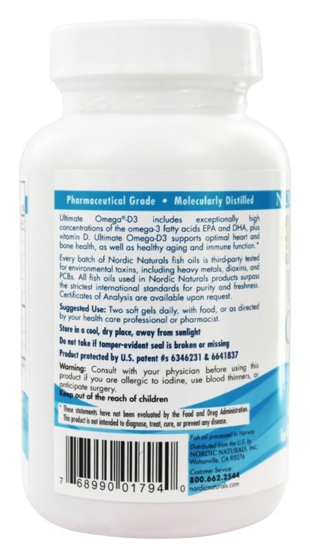 Ultimate Omega -D3 Limão superior em forma de triglicerídeo - 60 Softgels Nordic Naturals - Image 3