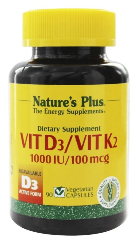 Vitamina D3 1000 UI / Vitamina K2 100 mcg - Cápsulas vegetarianas 90 Natures Plus