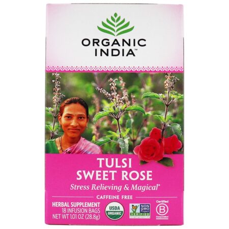 Tulsi Chá Doce Rosa - 18 Saquinhos de Chá Organic India