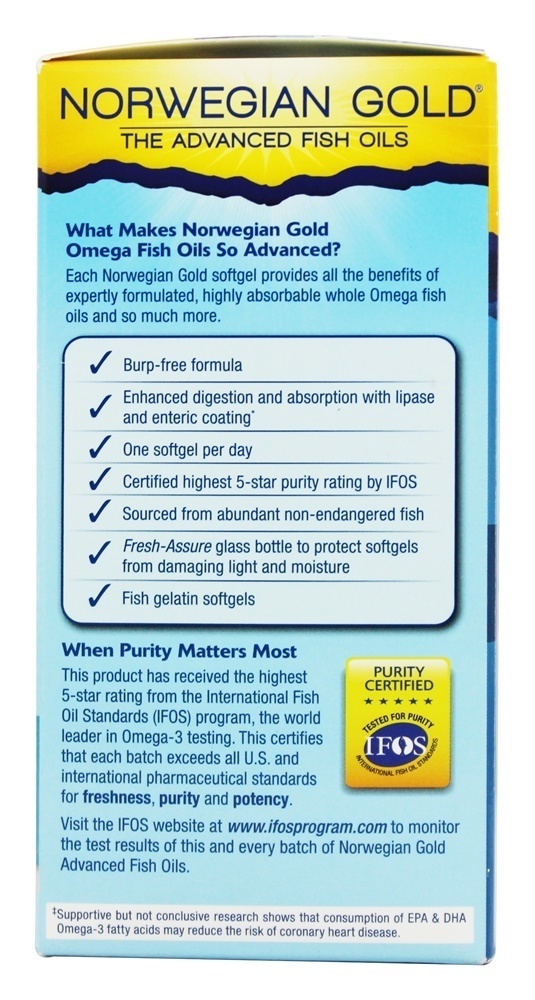 Óleo de peixe norueguês Ultimate Gold Omega 1200 mg. - 60 Softgel (s) de peixe Renew Life - Imagem 4