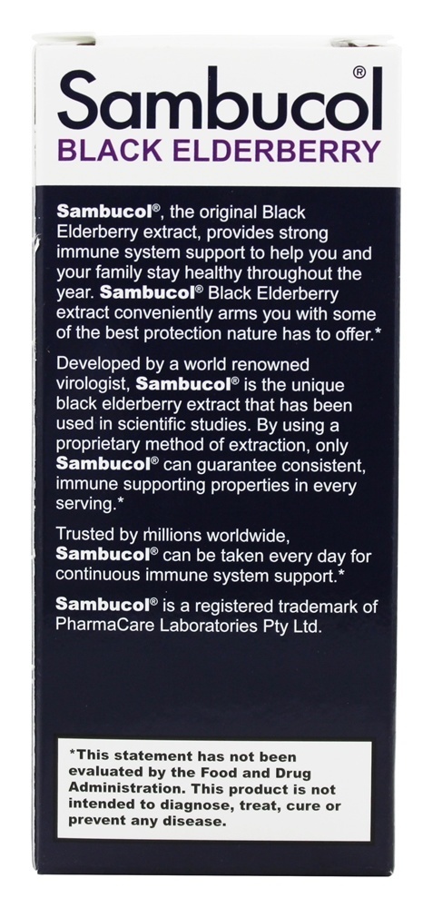 Líquido de sabugueiro preto sem açúcar - 4 fl. oz. Sambucol - Imagem 3