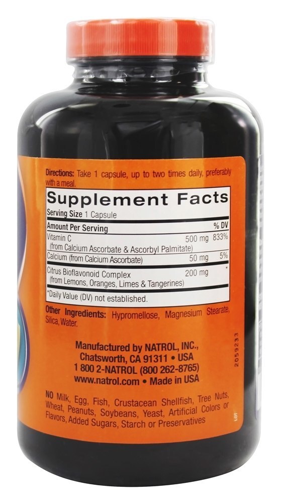 Vitamina C fácil com Bioflavonóides 500 mg. - Cápsulas vegetarianas 240 Natrol - Imagem 2