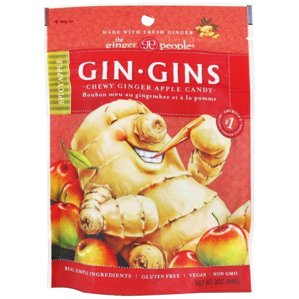 Gins Gins mastigáveis Gengibre Sabor de maçã picante - 3 oz. Ginger People