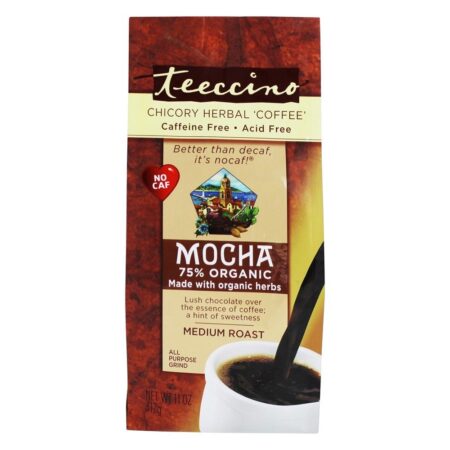 Mocha de café à base de erva com molho médio e assado com cafeína - 11 oz. Teeccino