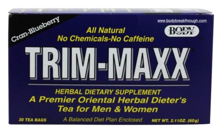 Trim-Maxx Herbal Dieter Chá para homens e mulheres Cran-Blueberry - 30 Saquinhos de Chá Body Breakthrough - Image 4