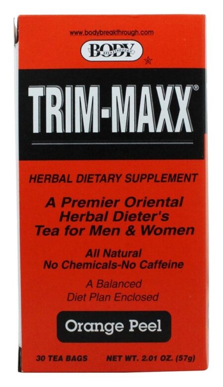 Trim-Maxx Herbal Dieter Chá para Homens e Mulheres Orange Peel - 30 Saquinhos de Chá Body Breakthrough