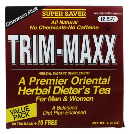 Trim-Maxx Herbal Dieter chá para homens e mulheres pau de canela - 70 Saquinhos de Chá Body Breakthrough