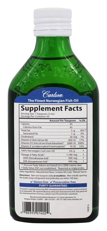 Super D Omega-3 Líquido Sabor Limão 2000 UI - 8.4 fl. oz. Carlson Labs - Image 2