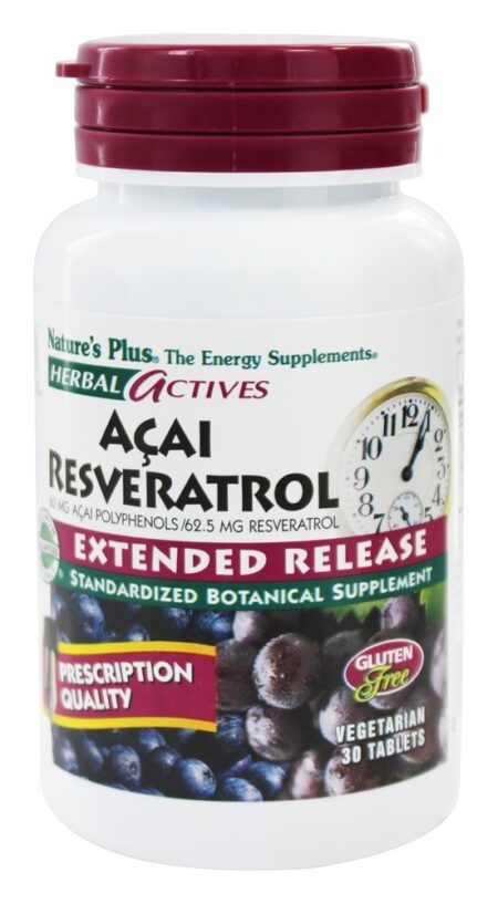 Herbal ativa a liberação prolongada do Resveratrol do Açaí - 30 Comprimidos vegetarianos Natures Plus