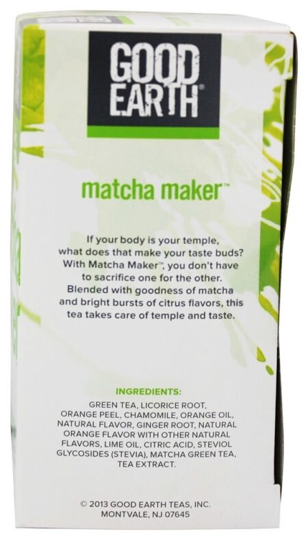 Matcha Maker Chá Verde Laranja - 18 Saquinhos de Chá Anteriormente Super Green Tea Matcha Sencha & Orange Good Earth Teas - Image 2