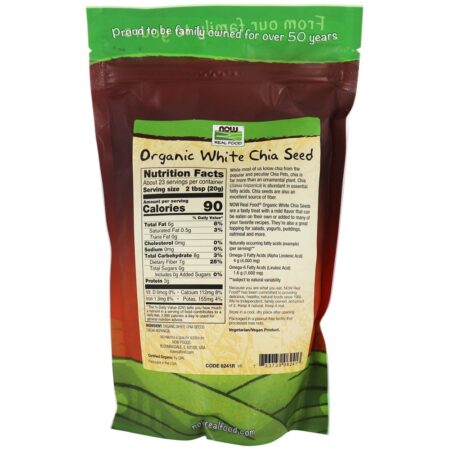 NOW Real Food Sementes de Chia Orgânica Branca - 1 lb. NOW Foods - Image 2