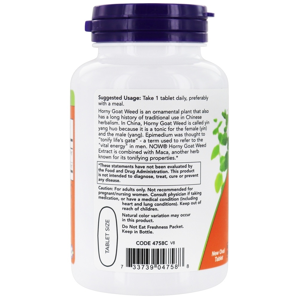 Extrato de Epimedium 750 mg. - 90 Tablets NOW Foods - Imagem 3