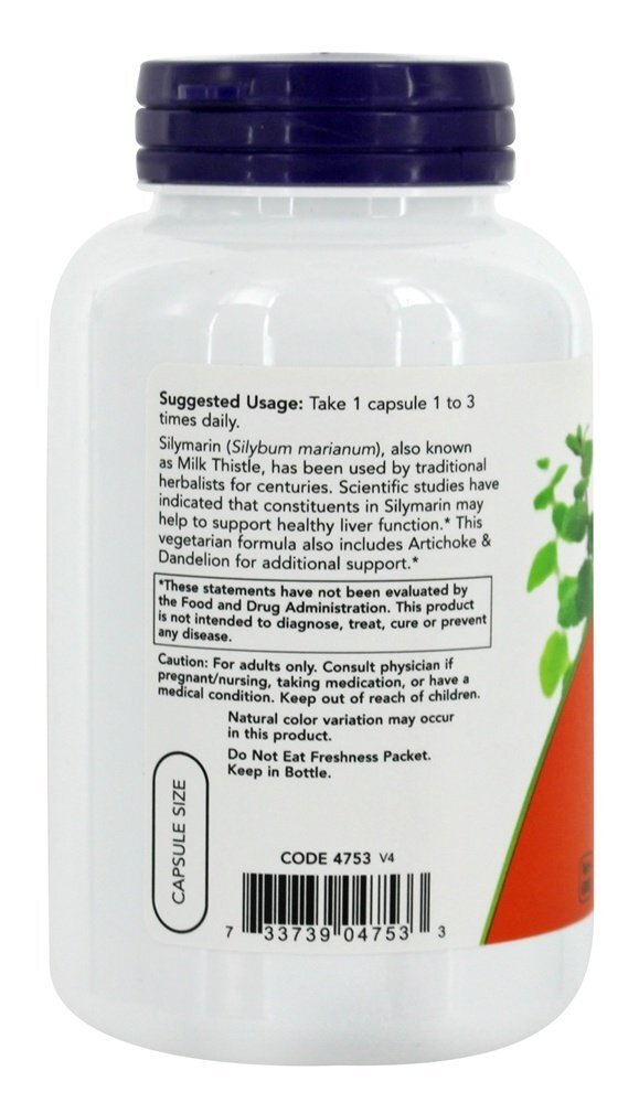 Extrato de Cardo Leite de Silimarina 300 mg. - 200 Cápsula (s) vegetal (s) NOW Foods - Imagem 3