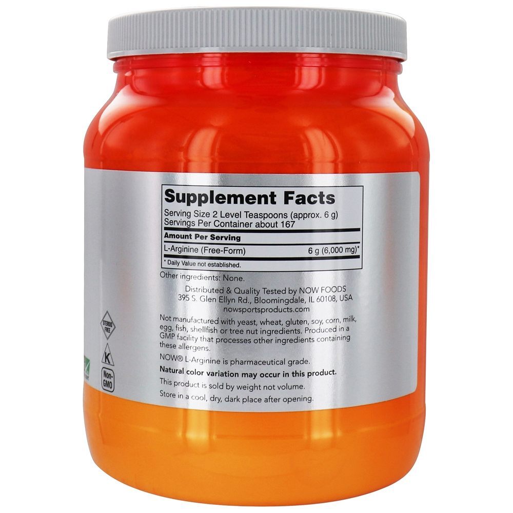 NOW Sports L-arginina em pó - 2.2 lbs. NOW Foods - Imagem 2