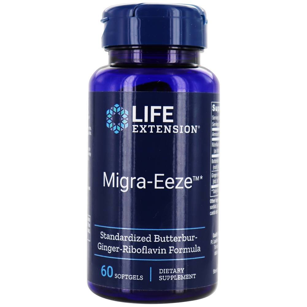 Migra-Eeze Fórmula de Petasite-Gengibre-Riboflavina - 60 Softgels Life Extension