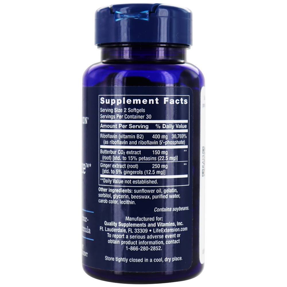 Migra-Eeze Fórmula de Petasite-Gengibre-Riboflavina - 60 Softgels Life Extension - Imagem 2