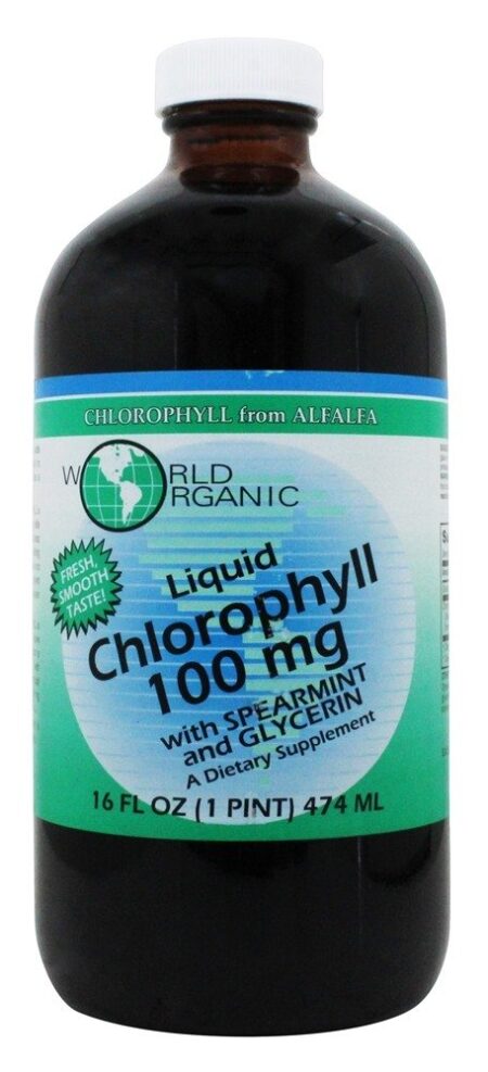 Clorofila líquida com hortelã e glicerina 100 mg. - 16 fl. oz. World Organic