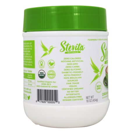 Stevia orgânico adoçante em pó - 16 oz. Anteriormente, Stevita selecionável Stevita - Image 4