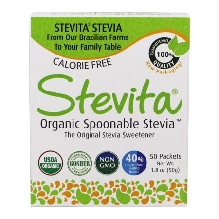 Adoçante de Stevia Orgânico Spoonable - 50 Pacotes (s) Stevita