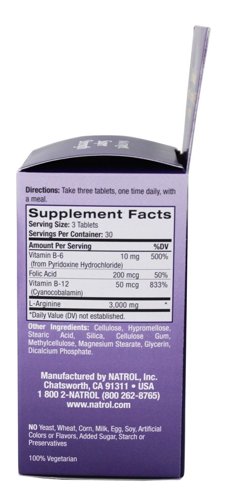 L-Arginina 3000 mg. - 90 Tablets Natrol - Imagem 2