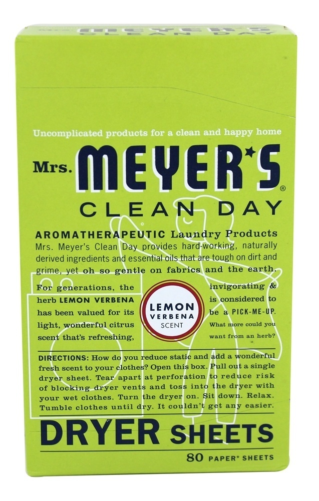 Limpar Dia Secador Sheets Limão Verbena - 80 Planilha (s) Mrs. Meyer's