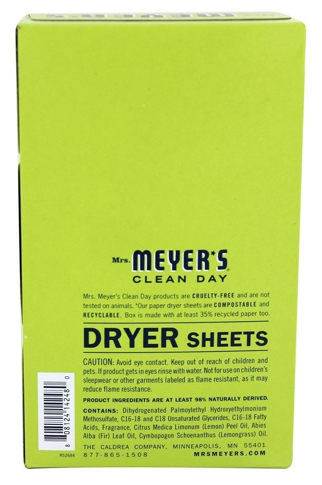 Limpar Dia Secador Sheets Limão Verbena - 80 Planilha (s) Mrs. Meyer's - Imagem 2