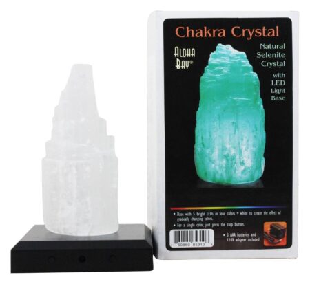 Lâmpada de Selenito de Cristal Chakra - 1.4 lbs. Aloha Bay - Image 7