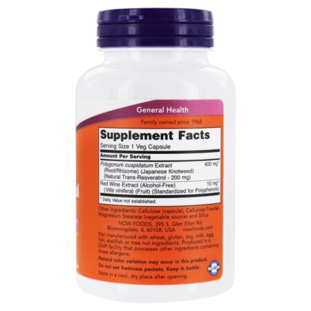 Resveratrol natural 200 mg . - 120 Cápsula (s) vegetal (s) NOW Foods - Image 2