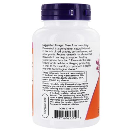 Resveratrol natural 200 mg . - 120 Cápsula (s) vegetal (s) NOW Foods - Image 3