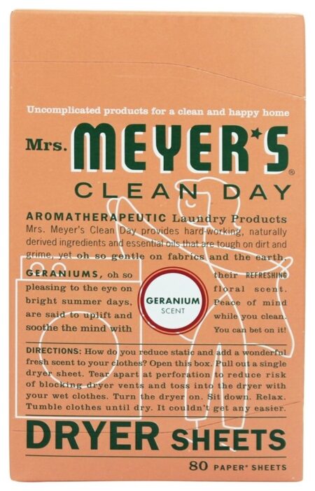 Limpar Dia Secador Sheets Gerânio - 80 Planilha (s) Mrs. Meyer's