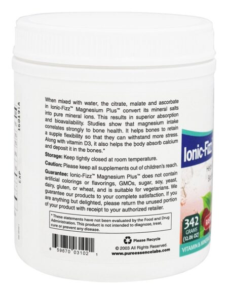 Ionic-Fizz Magnésio Plus Sabor Framboesa De Limonada - 12.06 oz. Pure Essence Labs - Image 4