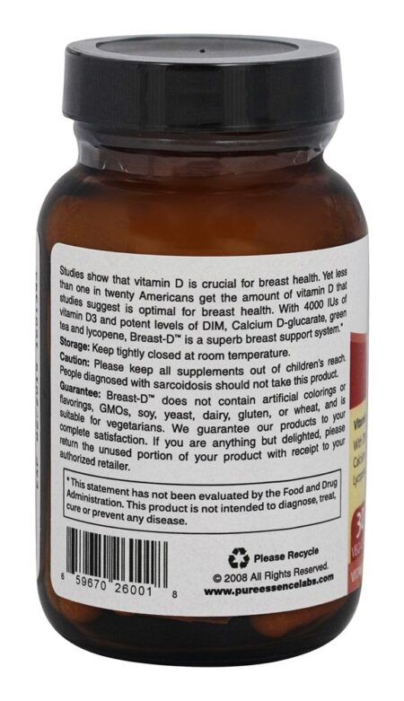 Breast-D Para Saúde Mamária 4000 UI - Cápsulas 30 Pure Essence Labs - Image 3