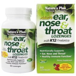 Lozenges do nariz e da garganta da orelha do adulto com K12 Probiotics Baga tropical natural da cereja - 60 Pastilhas Natures Plus