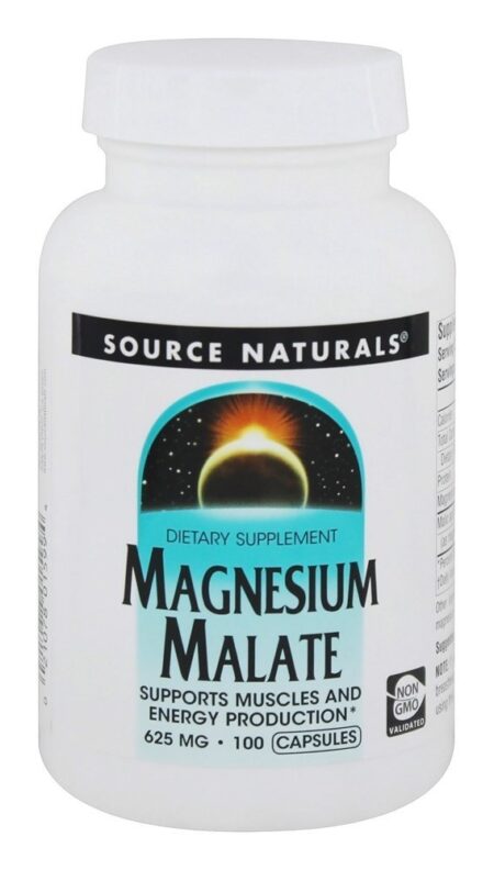 Malato de magnésio Rendimento 416.5 mg Ácido málico 625 mg. - Cápsulas 100 Source Naturals