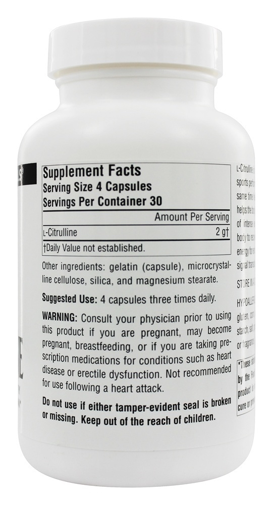 L Citrulina de Forma Livre 500 mg. - Cápsulas 120 Source Naturals - Imagem 2