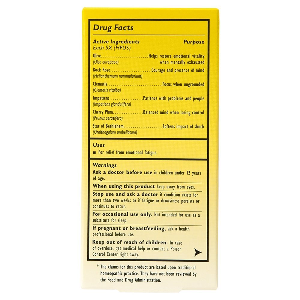 Remédio de fadiga natural de energia de resgate - 20 ml. Bach - Imagem 3