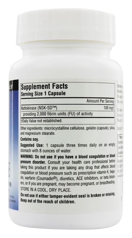 Nattokinase NSK S Inteiro-Corpo Sistêmico Enzima Para Saudável Circulação 100 mg. - Cápsulas 60 Source Naturals - Imagem 2