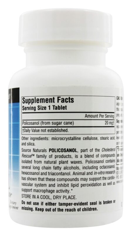 Policosanol Suporta Saúde Cardiovascular 20 mg. - 60 Tablets Source Naturals - Image 2