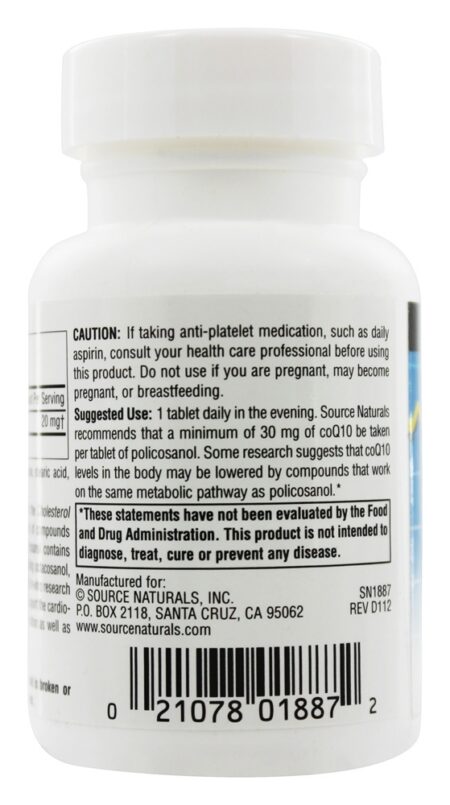 Policosanol Suporta Saúde Cardiovascular 20 mg. - 60 Tablets Source Naturals - Image 3