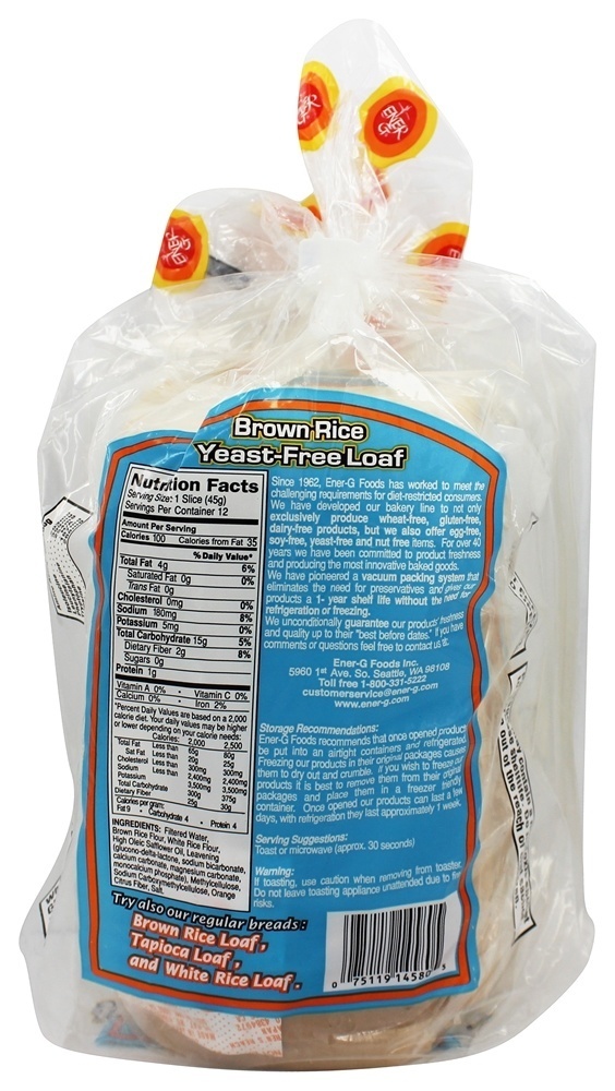 Pão sem glúten Arroz integral Sem fermento - 19 oz. Ener-G - Imagem 2