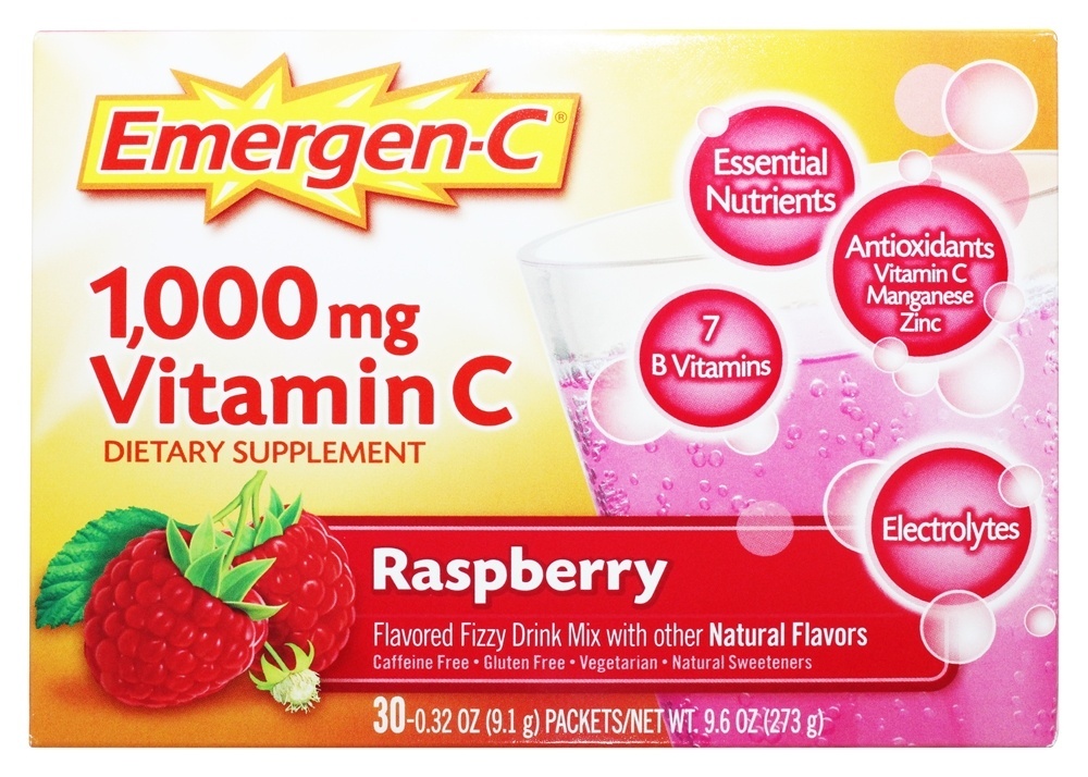 Vitamina C de reforço de energia Emergen-C 1000 mg. - 30 Pacotes (s) Alacer