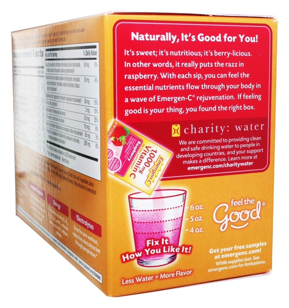 Vitamina C de reforço de energia Emergen-C 1000 mg. - 30 Pacotes (s) Alacer - Imagem 2