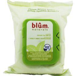 Toalhetes de limpeza diários com óleo orgânico da árvore do chá para a pele combinada & oleosa - 30 Toalha (s) Blum Naturals