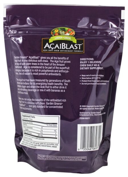 AcaiBlast 300 mg. - 30 mastigação suave Garden Greens - Image 2