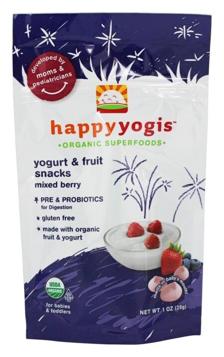 Feliz Iogues Orgânico Superfood Iogurte e Fruto Lanches Misto Baga - 1 oz. Happy Family