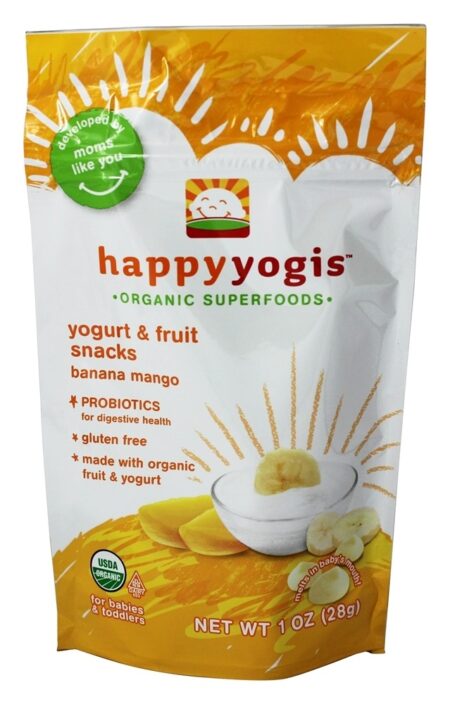 Feliz Iogues Orgânico Superfood Iogurte e Fruto Lanches Banana Manga - 1 oz. Happy Family