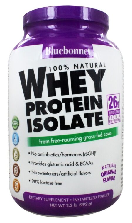 100% Natural Soro de leite coalhado Proteína Isolar Pó Natural Original Sabor - 2.2 lbs. Bluebonnet Nutrition