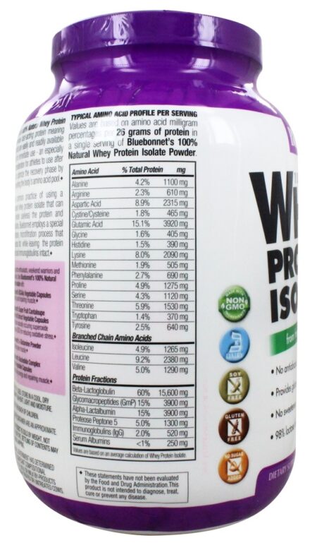 100% Natural Soro de leite coalhado Proteína Isolar Pó Natural Original Sabor - 2.2 lbs. Bluebonnet Nutrition - Image 4